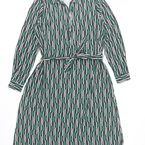 Jacqueline de Yong Womens Green Geometric Shirt Dress Size 8