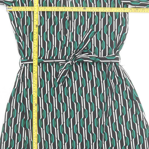 Jacqueline de Yong Womens Green Geometric Shirt Dress Size 8