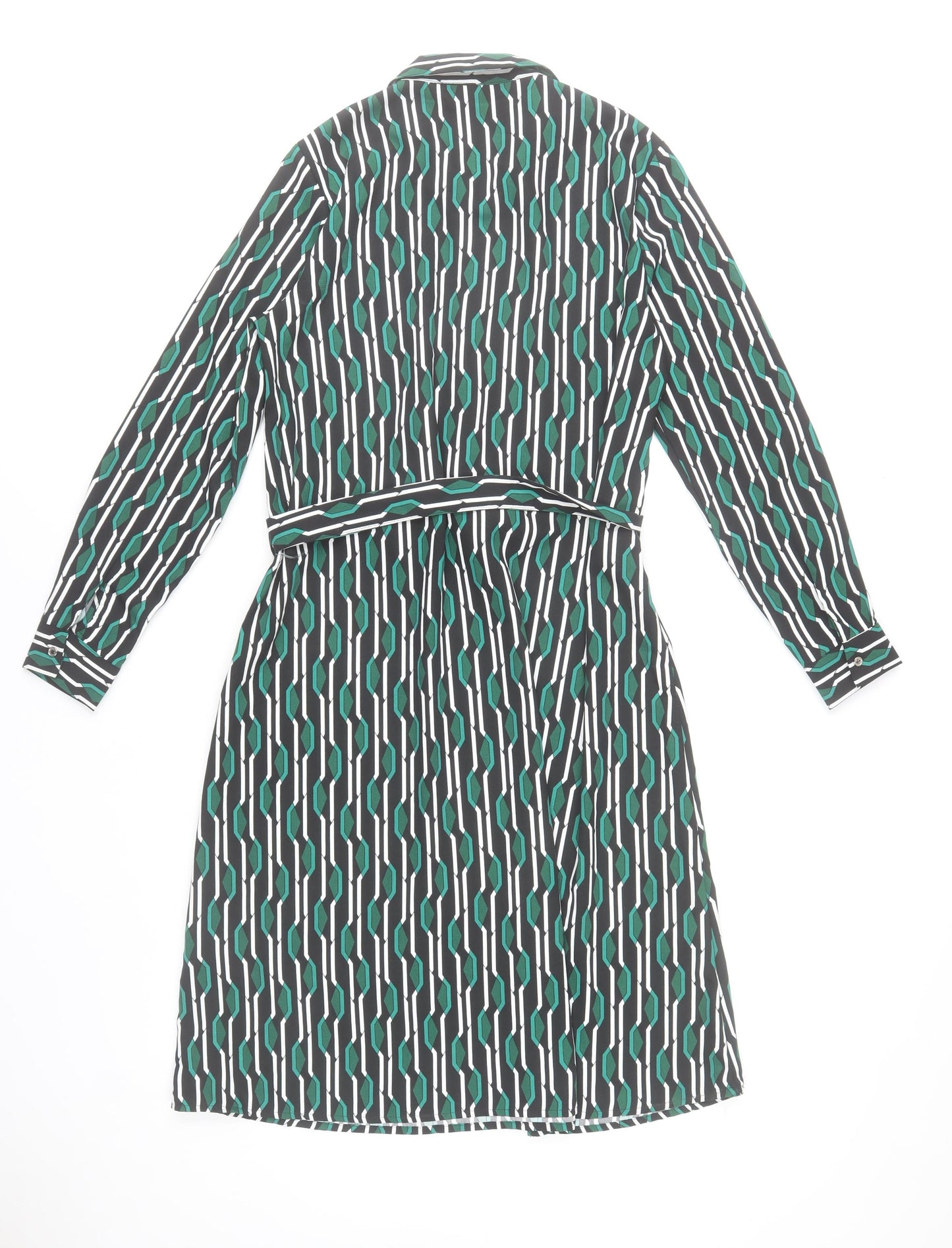 Jacqueline de Yong Womens Green Geometric Shirt Dress Size 8