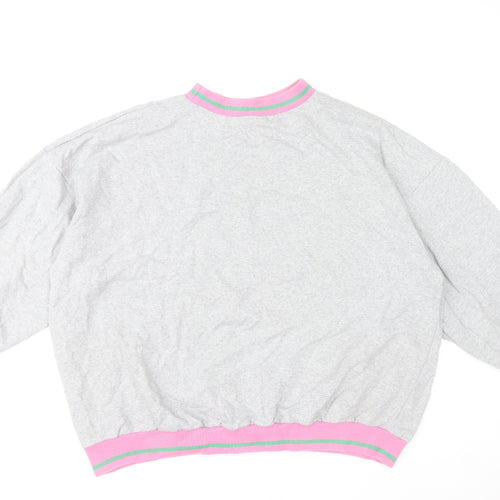 Boohoo Womens Grey Pink Buffalo New York Oversized Sweatshirt XL