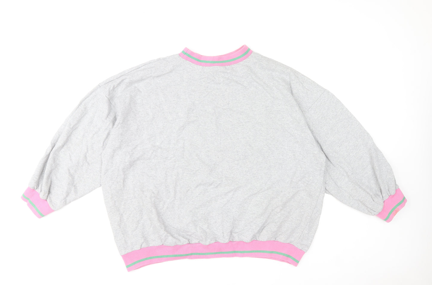 Boohoo Womens Grey Pink Buffalo New York Oversized Sweatshirt XL