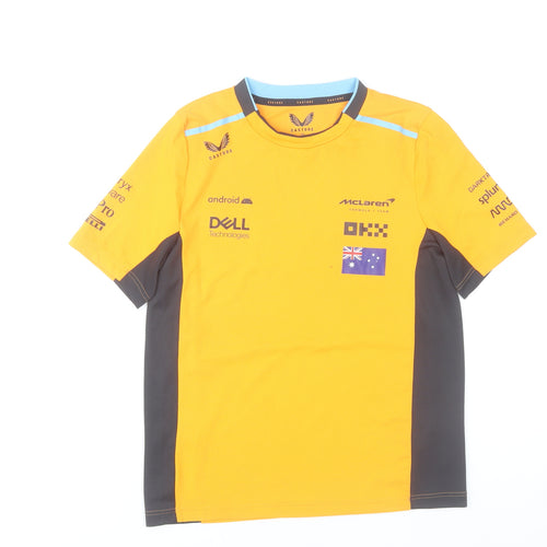 Castore Boys Yellow McLaren Racing Team T-Shirt Size 158 Short Sleeve