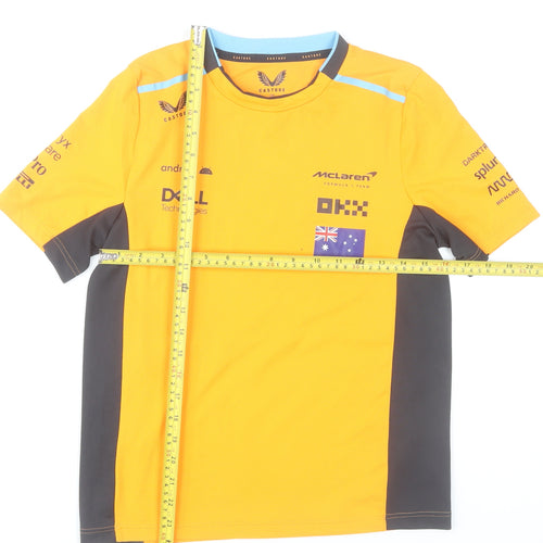 Castore Boys Yellow McLaren Racing Team T-Shirt Size 158 Short Sleeve