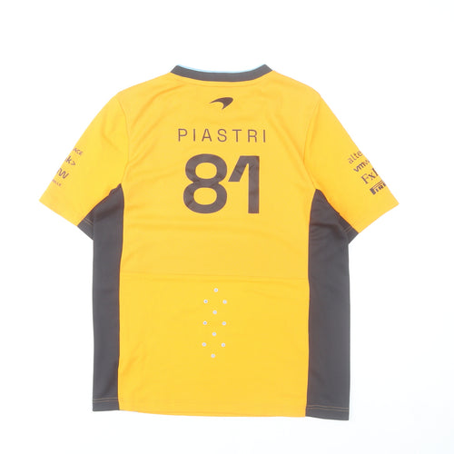 Castore Boys Yellow McLaren Racing Team T-Shirt Size 158 Short Sleeve