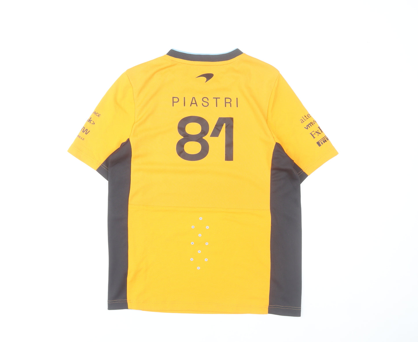 Castore Boys Yellow McLaren Racing Team T-Shirt Size 158 Short Sleeve