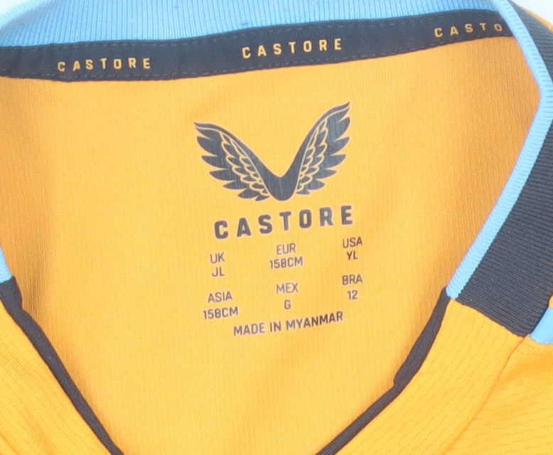 Castore Boys Yellow McLaren Racing Team T-Shirt Size 158 Short Sleeve