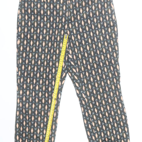 H&M Womens Multicoloured Geometric Trousers Size 12 Cotton Blend
