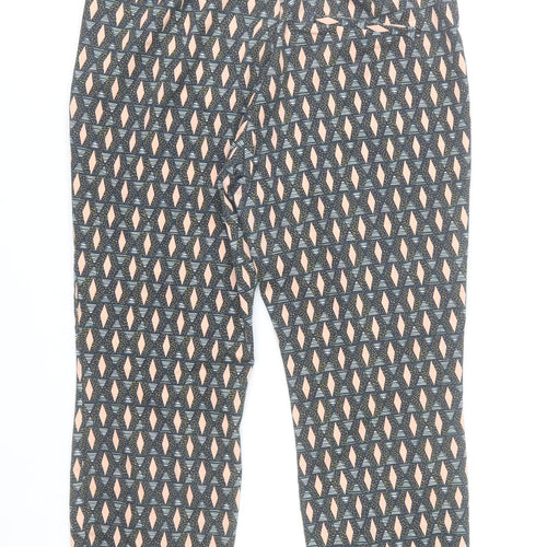 H&M Womens Multicoloured Geometric Trousers Size 12 Cotton Blend