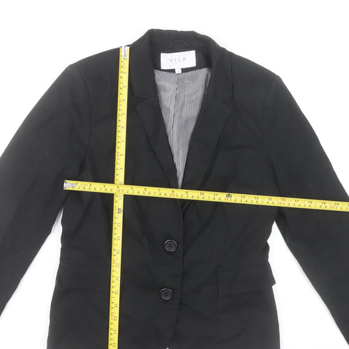 Vila Women's Black Single-Breasted Blazer Jacket Size M