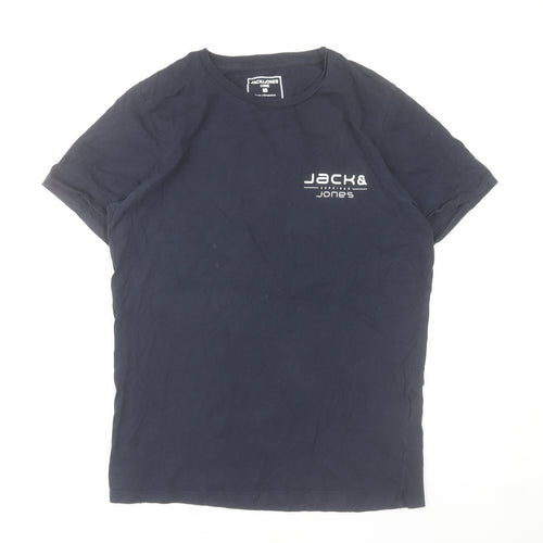 Jack & Jones Men's Blue Cotton Crew Neck T-Shirt Size S