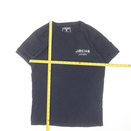 Jack & Jones Men's Blue Cotton Crew Neck T-Shirt Size S