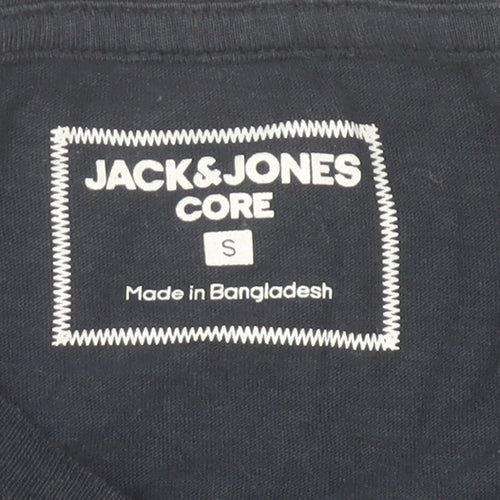 Jack & Jones Men's Blue Cotton Crew Neck T-Shirt Size S