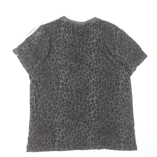 Adidas Womens Grey Animal Print Cotton T-Shirt Medium
