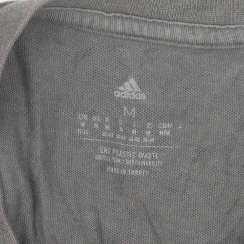 Adidas Womens Grey Animal Print Cotton T-Shirt Medium