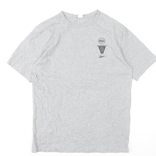 Reebok Men's Grey Graphic Print Crew Neck Short Sleeve T-Shirt Size S