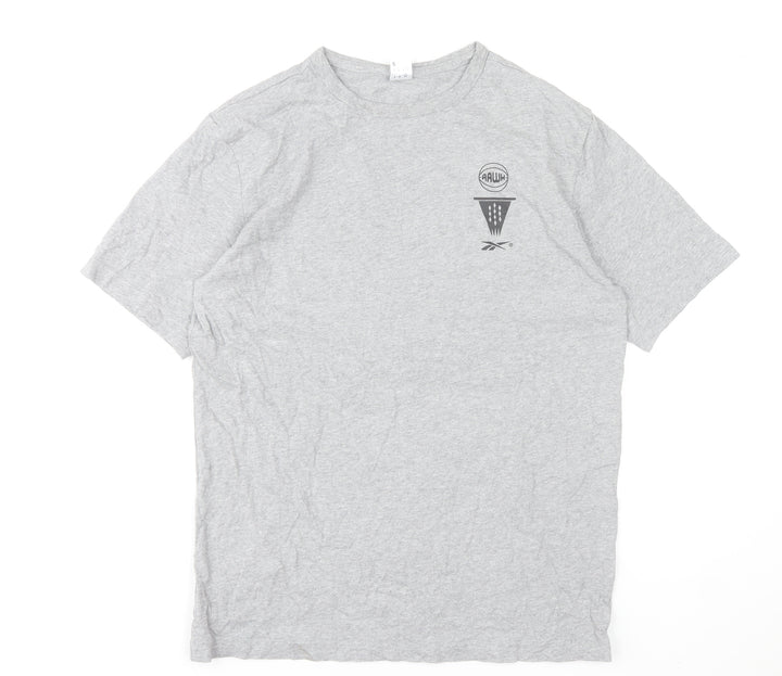 Reebok Men's Grey Graphic Print Crew Neck Short Sleeve T-Shirt Size S