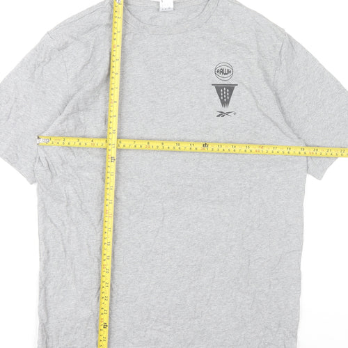 Reebok Men's Grey Graphic Print Crew Neck Short Sleeve T-Shirt Size S
