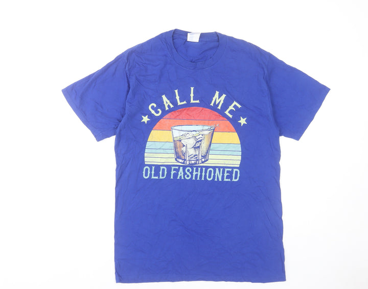 Port & Company Men's Blue Graphic 'Call Me Old Fashioned' T-Shirt M