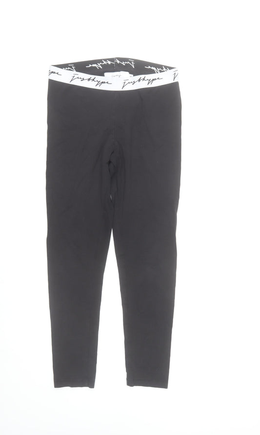 Just Hype Black Cotton Stretch Leggings Women Size 12 Ankle High Rise