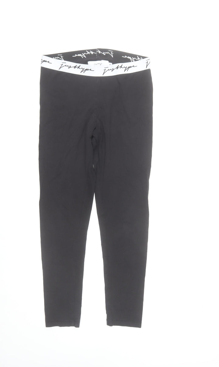 Just Hype Black Cotton Stretch Leggings Women Size 12 Ankle High Rise