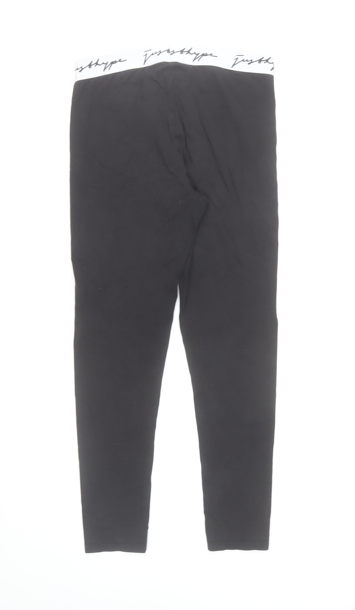 Just Hype Black Cotton Stretch Leggings Women Size 12 Ankle High Rise