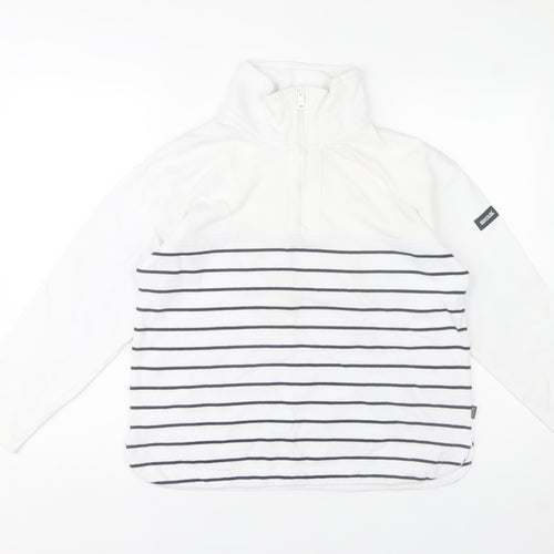 Regatta Women's White Striped 1/4 Zip Pullover Sweatshirt UK 12