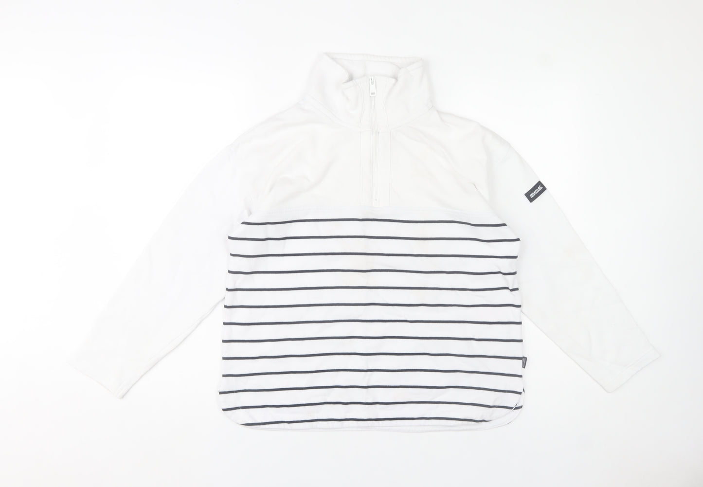 Regatta Women's White Striped 1/4 Zip Pullover Sweatshirt UK 12