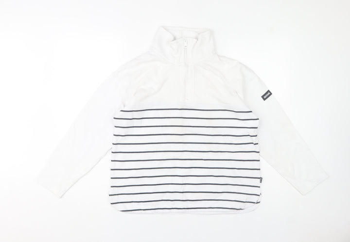 Regatta Women's White Striped 1/4 Zip Pullover Sweatshirt UK 12