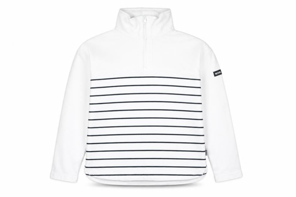 Regatta Women's White Striped 1/4 Zip Pullover Sweatshirt UK 12