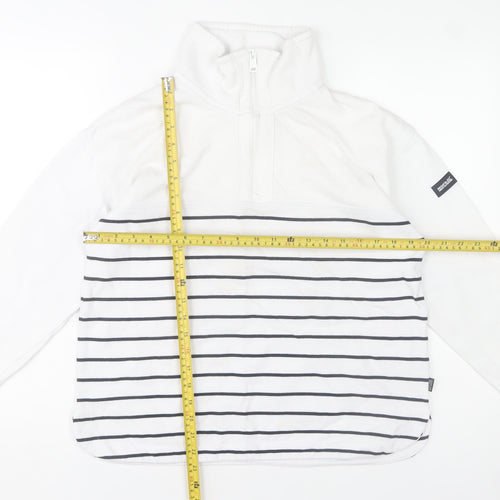 Regatta Women's White Striped 1/4 Zip Pullover Sweatshirt UK 12