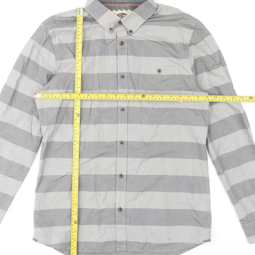 Vans Men Grey Striped Long Sleeve Button-Up Cotton Shirt Size M