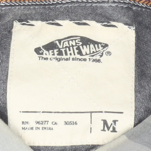 Vans Men Grey Striped Long Sleeve Button-Up Cotton Shirt Size M