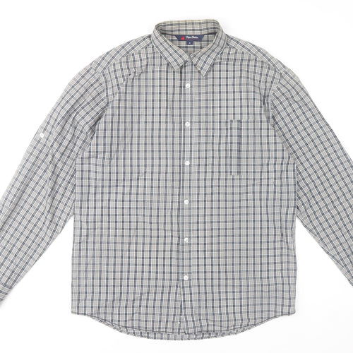 Peter Storm Mens Blue Check Cotton Button-Up Shirt Size M