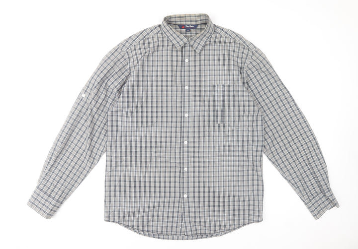 Peter Storm Mens Blue Check Cotton Button-Up Shirt Size M