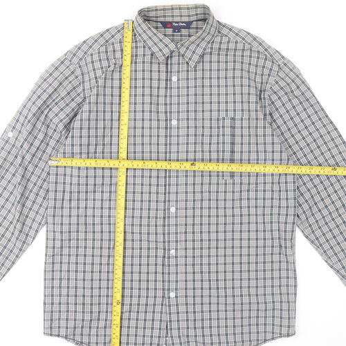 Peter Storm Mens Blue Check Cotton Button-Up Shirt Size M