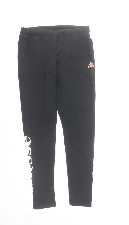 Ellesse Womens Black UK 12 Ankle Leggings Cotton Blend Athleisure