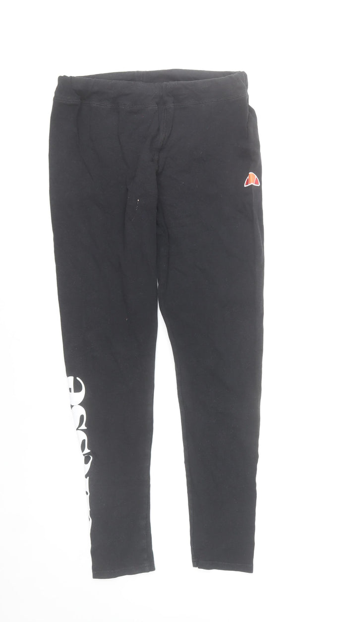 Ellesse Womens Black UK 12 Ankle Leggings Cotton Blend Athleisure