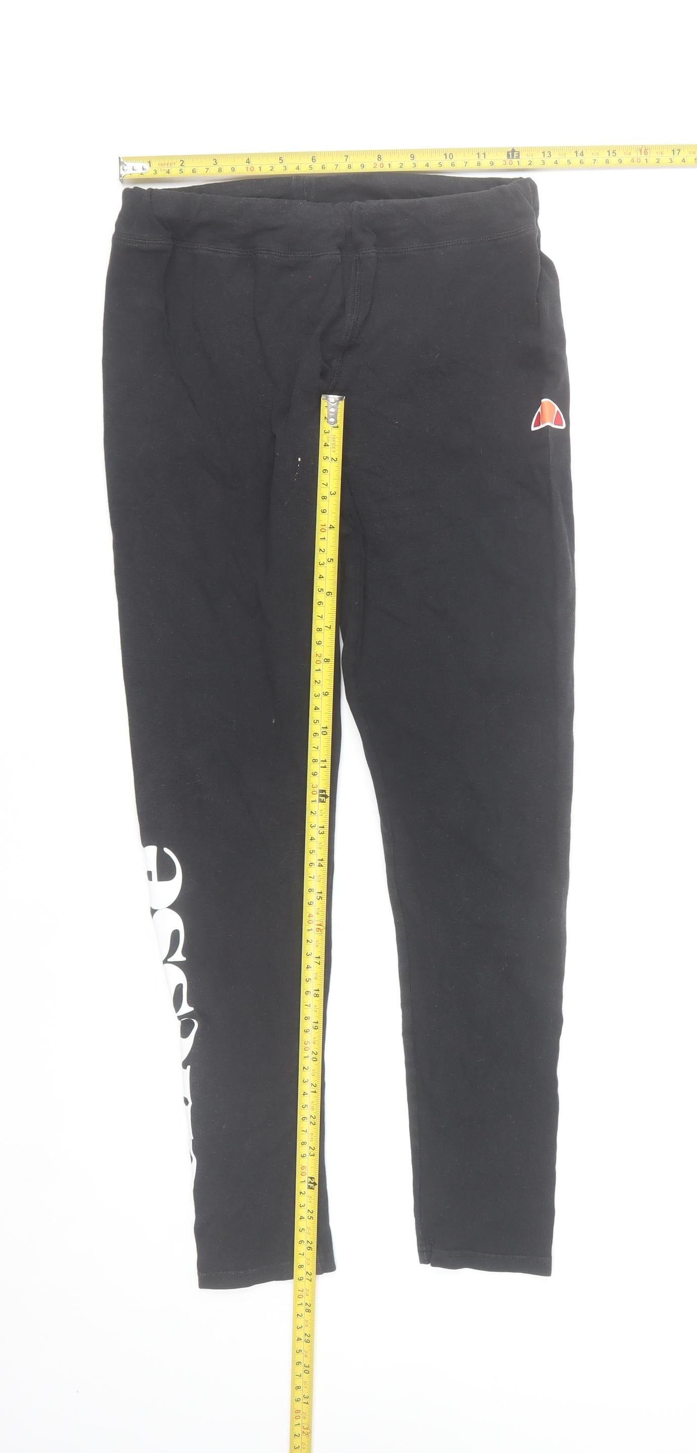 Ellesse Womens Black UK 12 Ankle Leggings Cotton Blend Athleisure