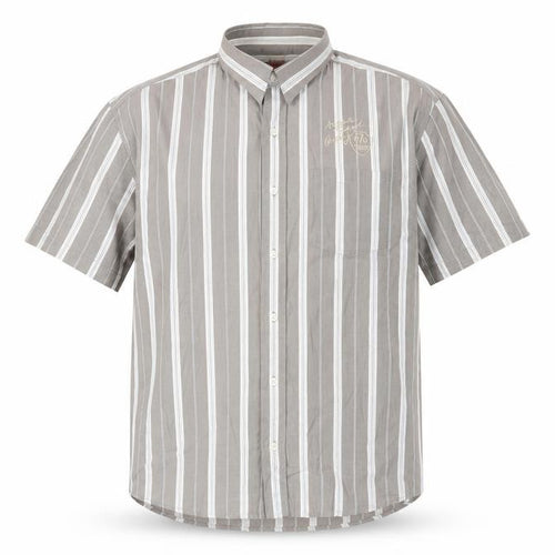 s.Oliver Men's Brown Striped Short Sleeve Button-Up Shirt L Regular Fit