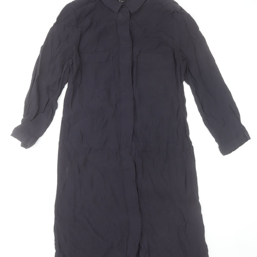 H&M Women’s Blue Long Sleeve Shirt Dress Size 10 Viscose