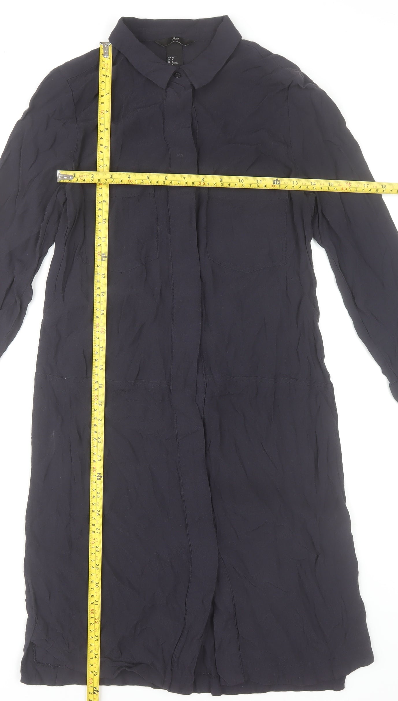 H&M Women’s Blue Long Sleeve Shirt Dress Size 10 Viscose