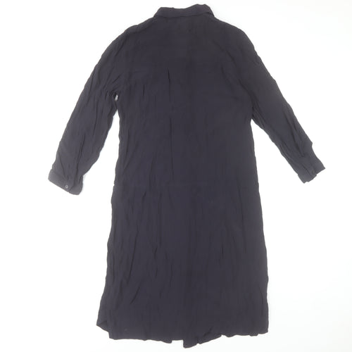 H&M Women’s Blue Long Sleeve Shirt Dress Size 10 Viscose