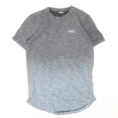 LEVEL 1 Men's Grey Crew Neck Short Sleeve Cotton T-Shirt Size M