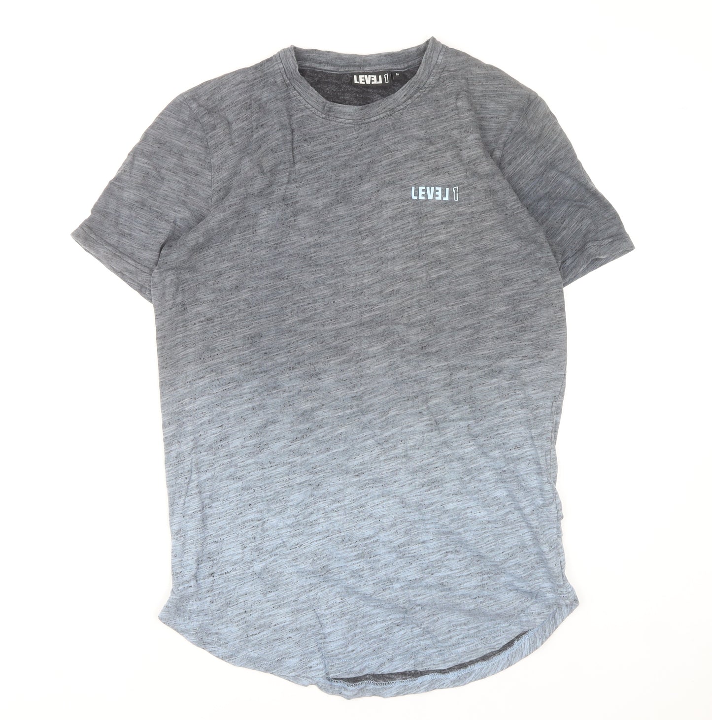 LEVEL 1 Men's Grey Crew Neck Short Sleeve Cotton T-Shirt Size M