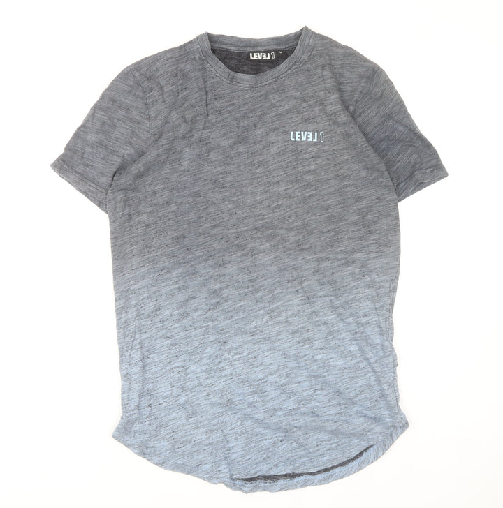 LEVEL 1 Men's Grey Crew Neck Short Sleeve Cotton T-Shirt Size M