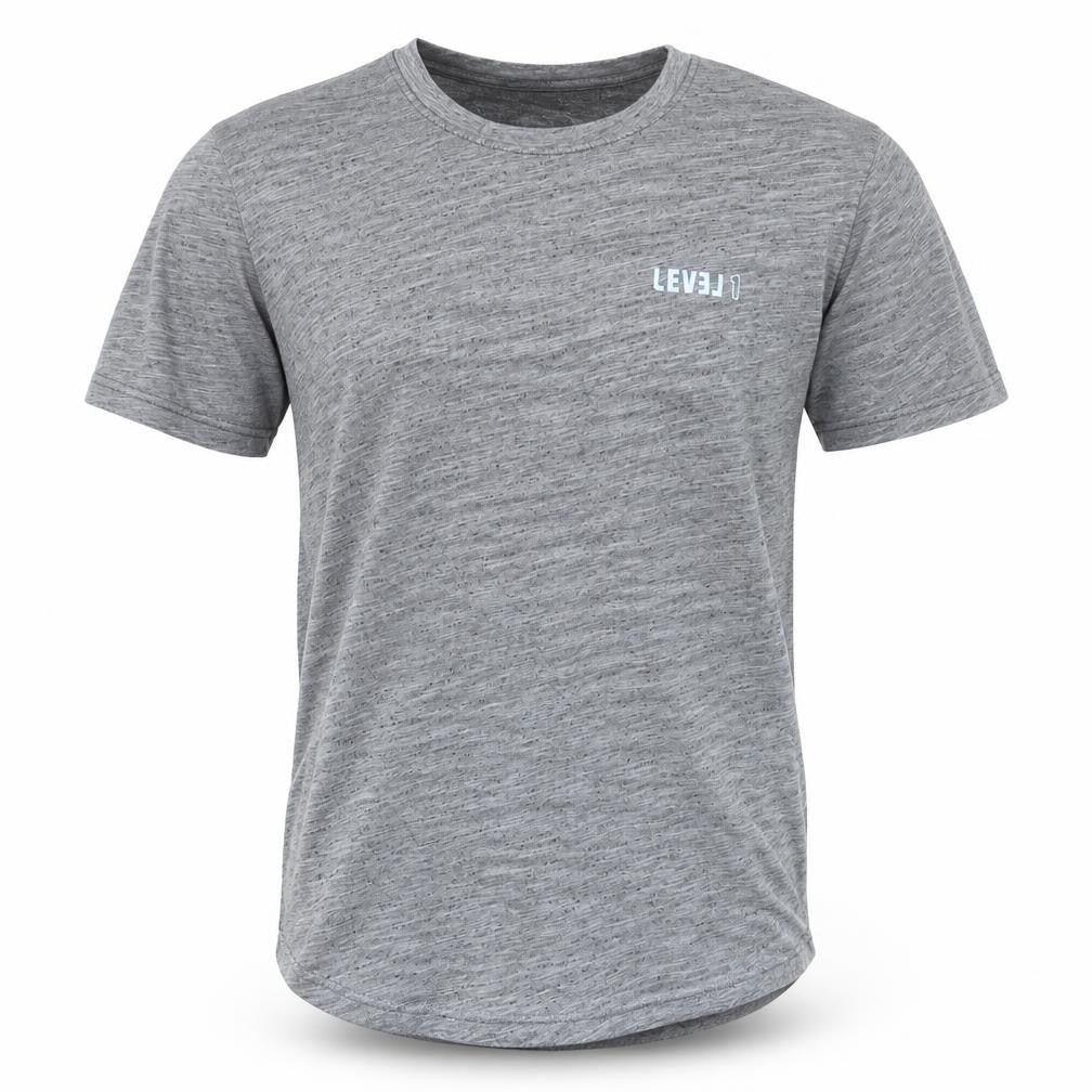 LEVEL 1 Men's Grey Crew Neck Short Sleeve Cotton T-Shirt Size M