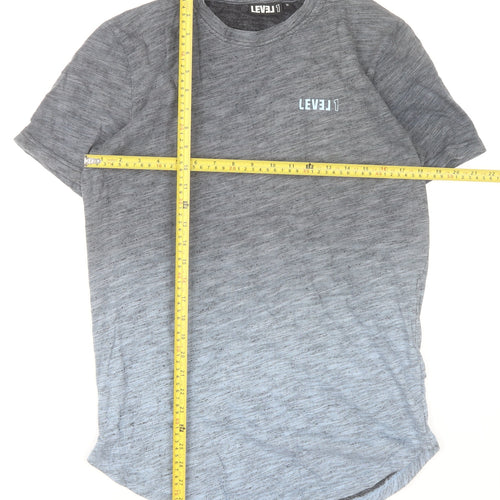 LEVEL 1 Men's Grey Crew Neck Short Sleeve Cotton T-Shirt Size M