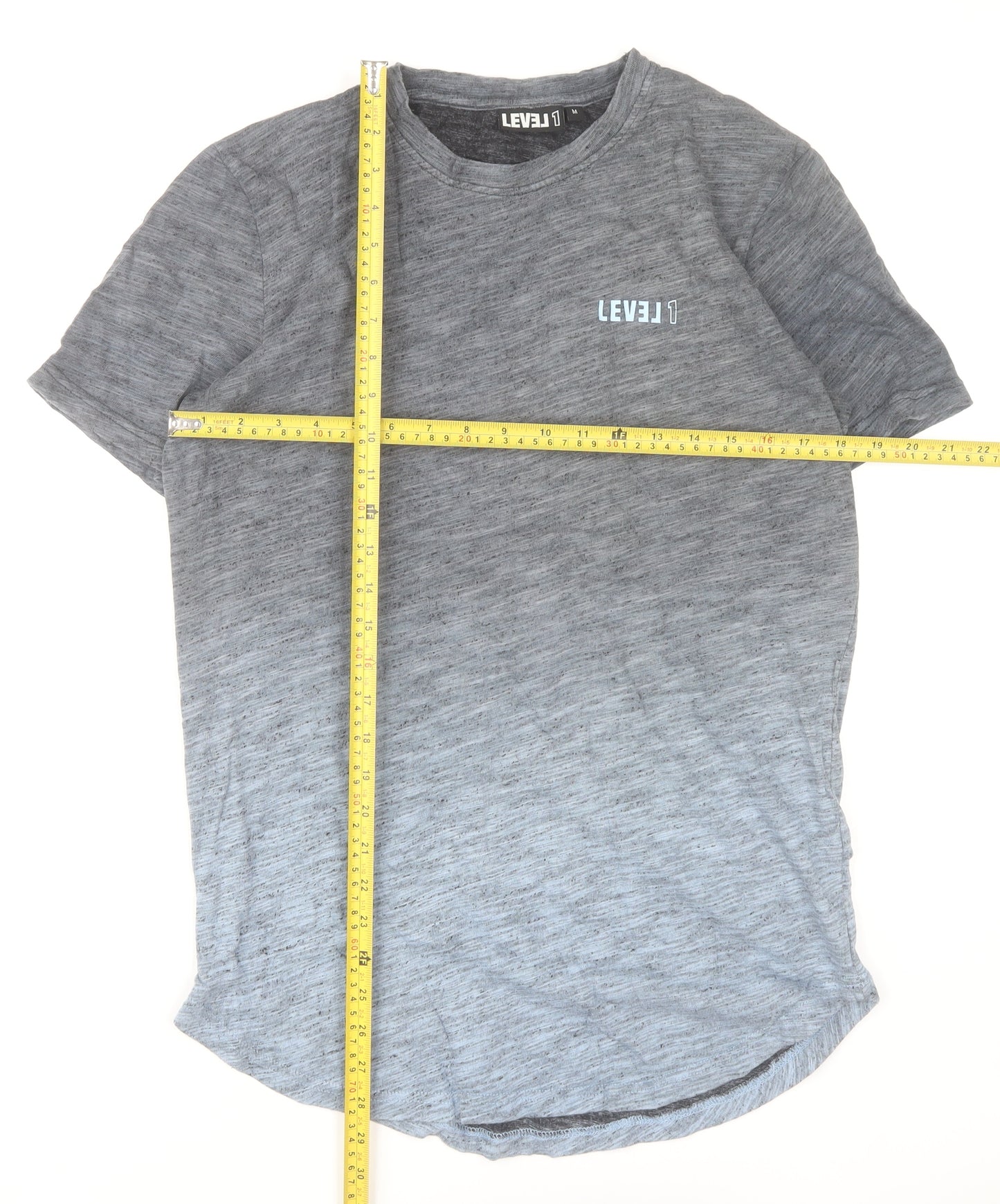 LEVEL 1 Men's Grey Crew Neck Short Sleeve Cotton T-Shirt Size M