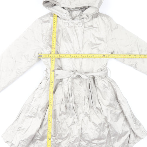 Barbara Farber Girls Grey Belted Hooded Trench Coat 8 Years