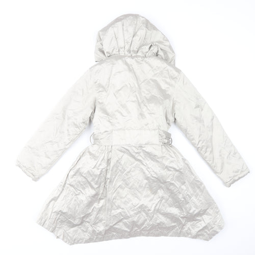 Barbara Farber Girls Grey Belted Hooded Trench Coat 8 Years
